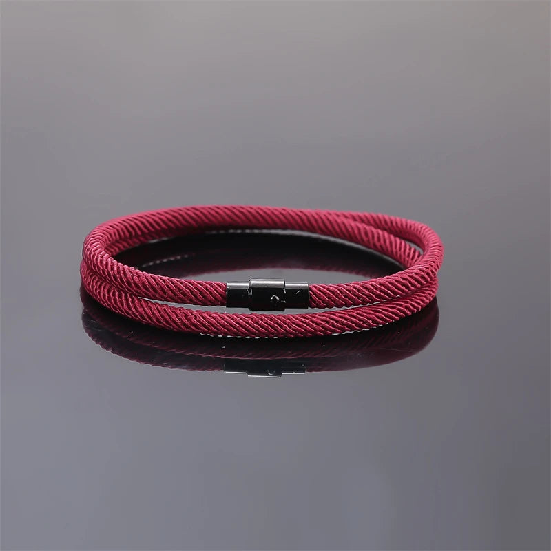 New Minimalist Men's Rope Bracelet Double Layer Survival Bracelet Accessories Boyfriend Gift Magnet Buckle Men's Bracelet
