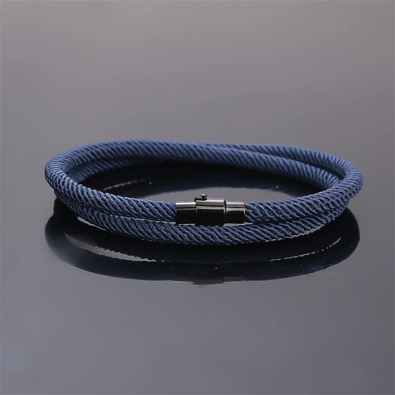 New Minimalist Men's Rope Bracelet Double Layer Survival Bracelet Accessories Boyfriend Gift Magnet Buckle Men's Bracelet
