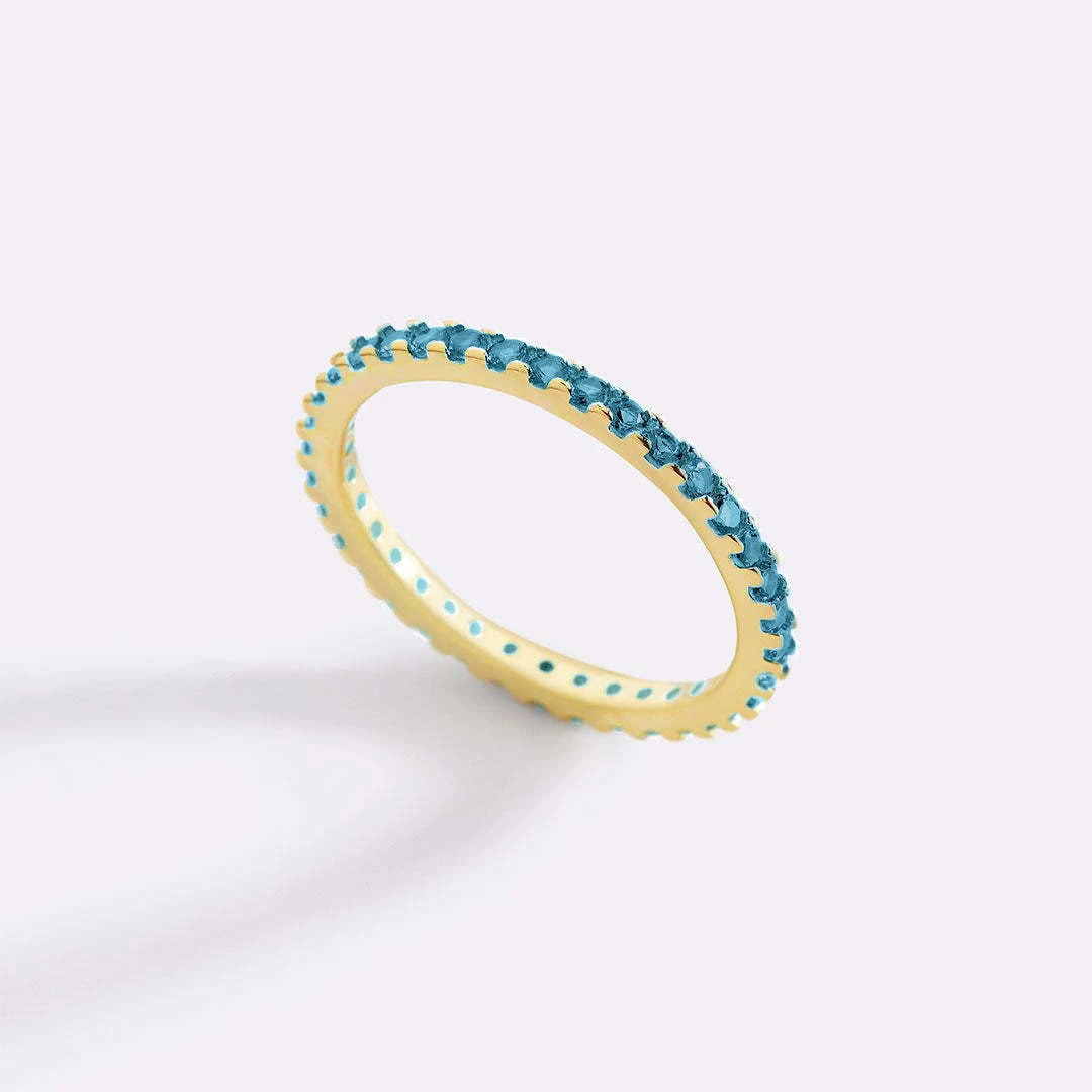 Alloy Eternity Ring Birthstone Gemstone Jewelry Minimalist Stackable Ring Holiday Gift For Her