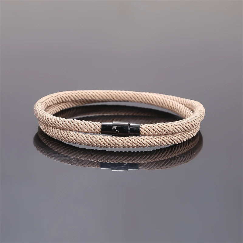 New Minimalist Men's Rope Bracelet Double Layer Survival Bracelet Accessories Boyfriend Gift Magnet Buckle Men's Bracelet