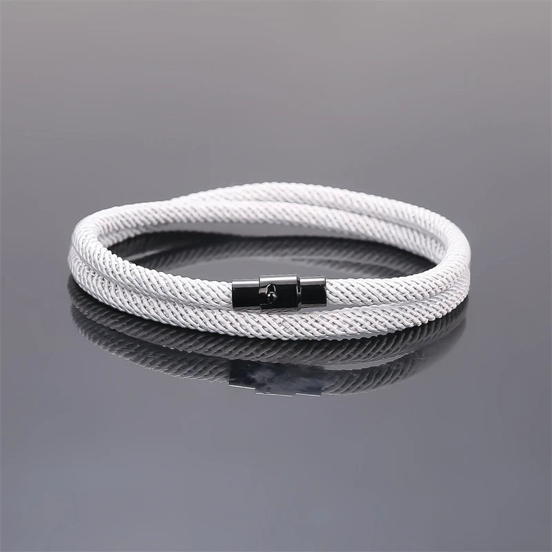 New Minimalist Men's Rope Bracelet Double Layer Survival Bracelet Accessories Boyfriend Gift Magnet Buckle Men's Bracelet