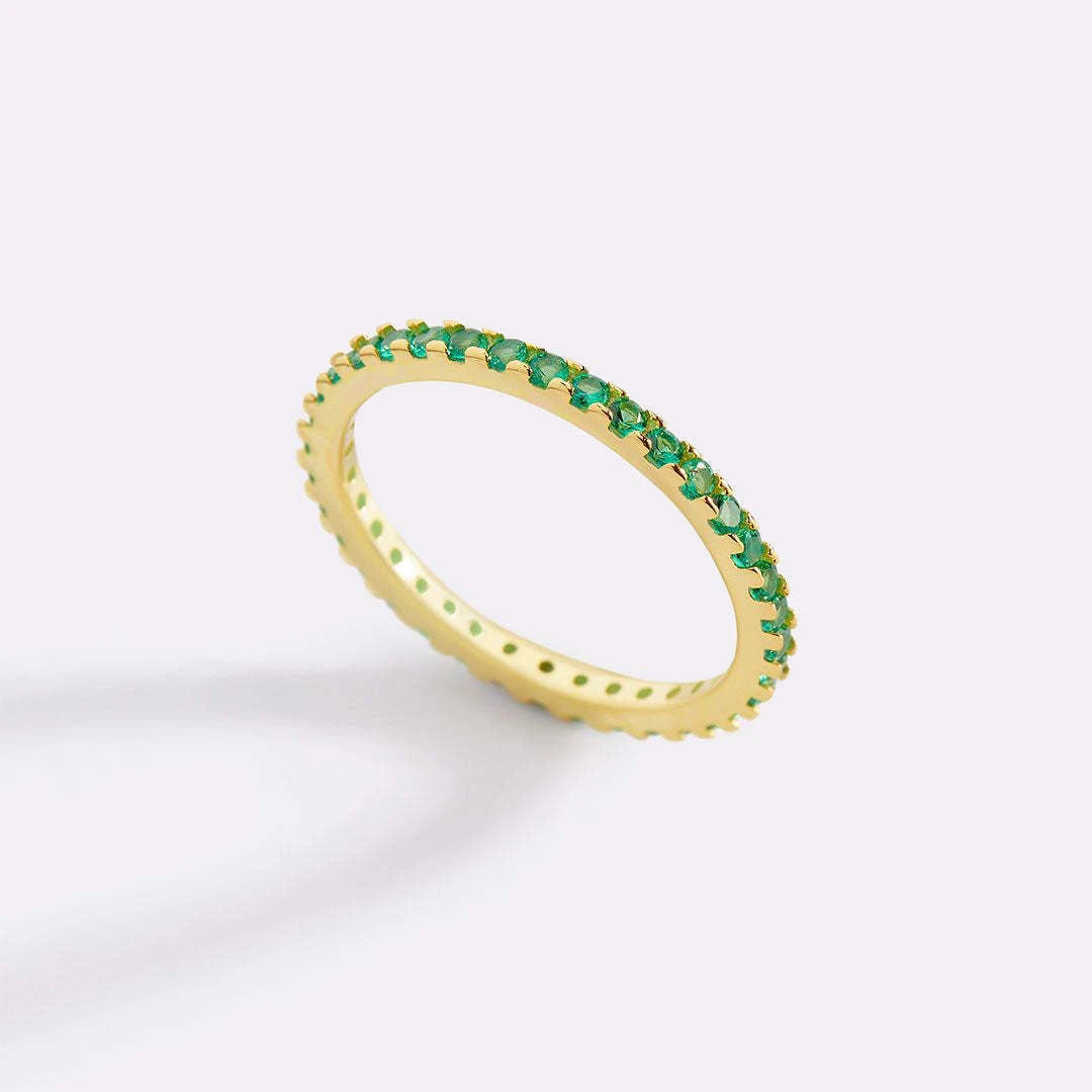 Alloy Eternity Ring Birthstone Gemstone Jewelry Minimalist Stackable Ring Holiday Gift For Her