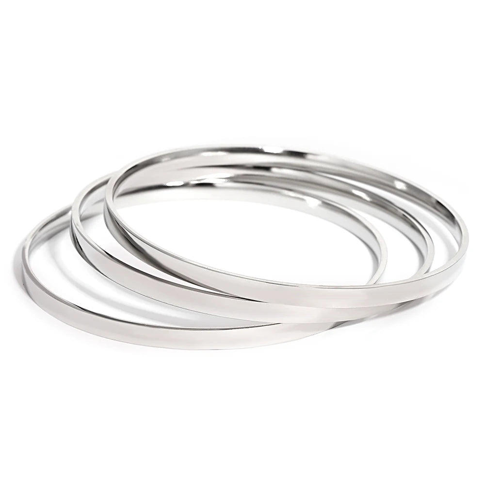 3Pcs/set 316L Stainless Steel Waterproof Cuff Bangle Bracelets For Women Men New Gold-plated Wrist Glossy Charms Jewelry Gifts