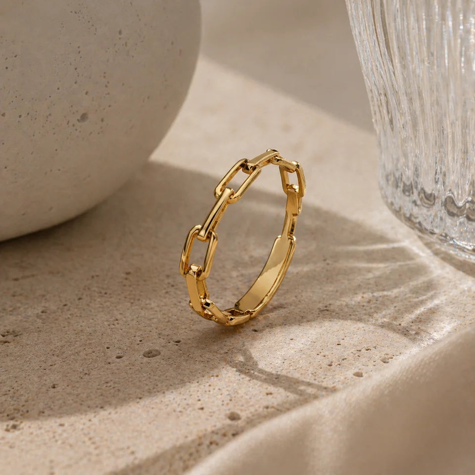 Punk Hiphop Chain Link Splicing Metal Rings Minimalist Smooth Geometric Finger Ring Anniversary Gift Vintage Jewelry 2026 New