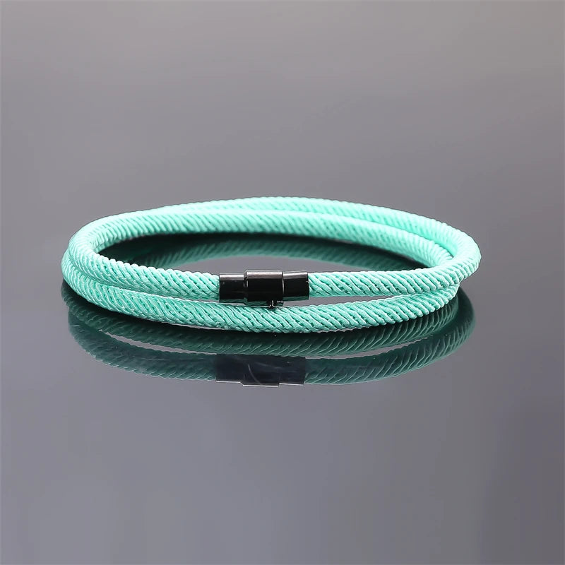 New Minimalist Men's Rope Bracelet Double Layer Survival Bracelet Accessories Boyfriend Gift Magnet Buckle Men's Bracelet