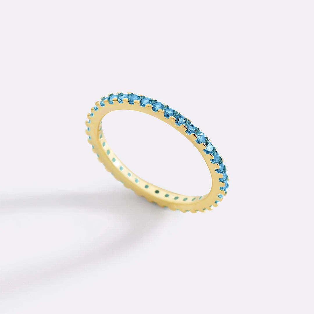 Alloy Eternity Ring Birthstone Gemstone Jewelry Minimalist Stackable Ring Holiday Gift For Her