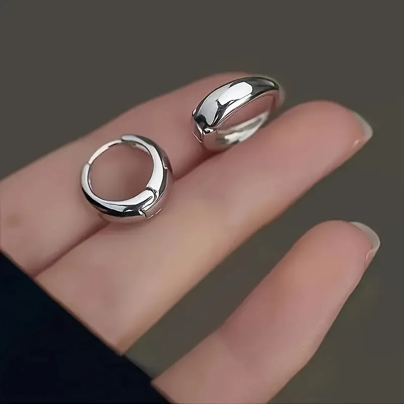 Korea Temperament Stainless Steel Geometric Teardrop-shaped Smooth Surface Hoop Earring for Women Men Trendy Jewelry Accessories
