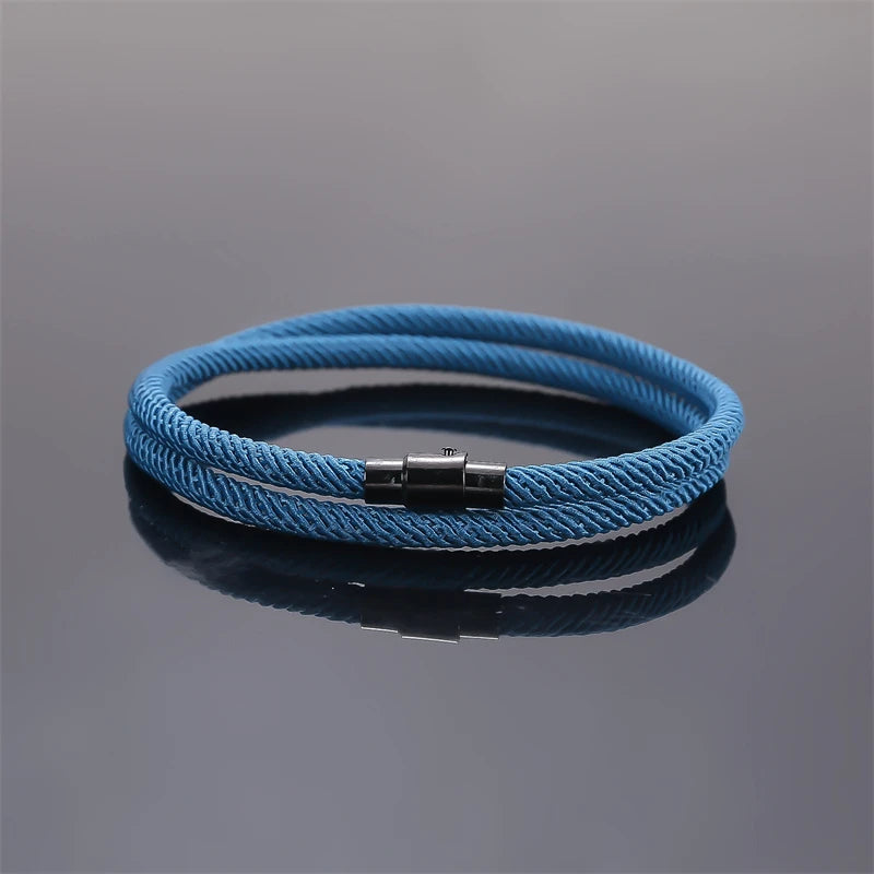 New Minimalist Men's Rope Bracelet Double Layer Survival Bracelet Accessories Boyfriend Gift Magnet Buckle Men's Bracelet