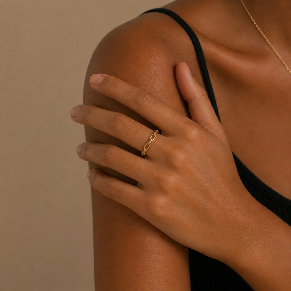 Punk Hiphop Chain Link Splicing Metal Rings Minimalist Smooth Geometric Finger Ring Anniversary Gift Vintage Jewelry 2026 New