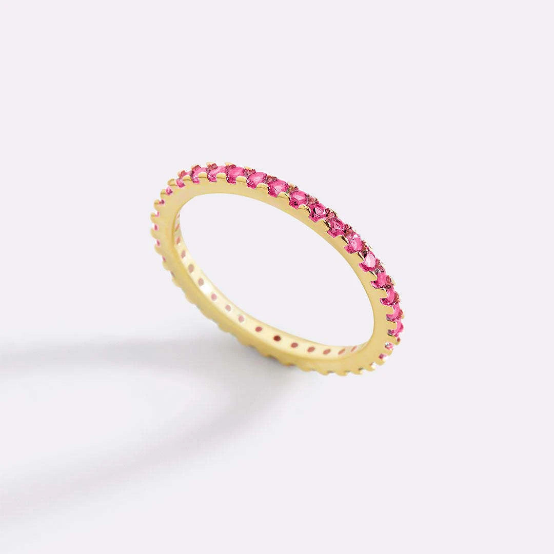 Alloy Eternity Ring Birthstone Gemstone Jewelry Minimalist Stackable Ring Holiday Gift For Her