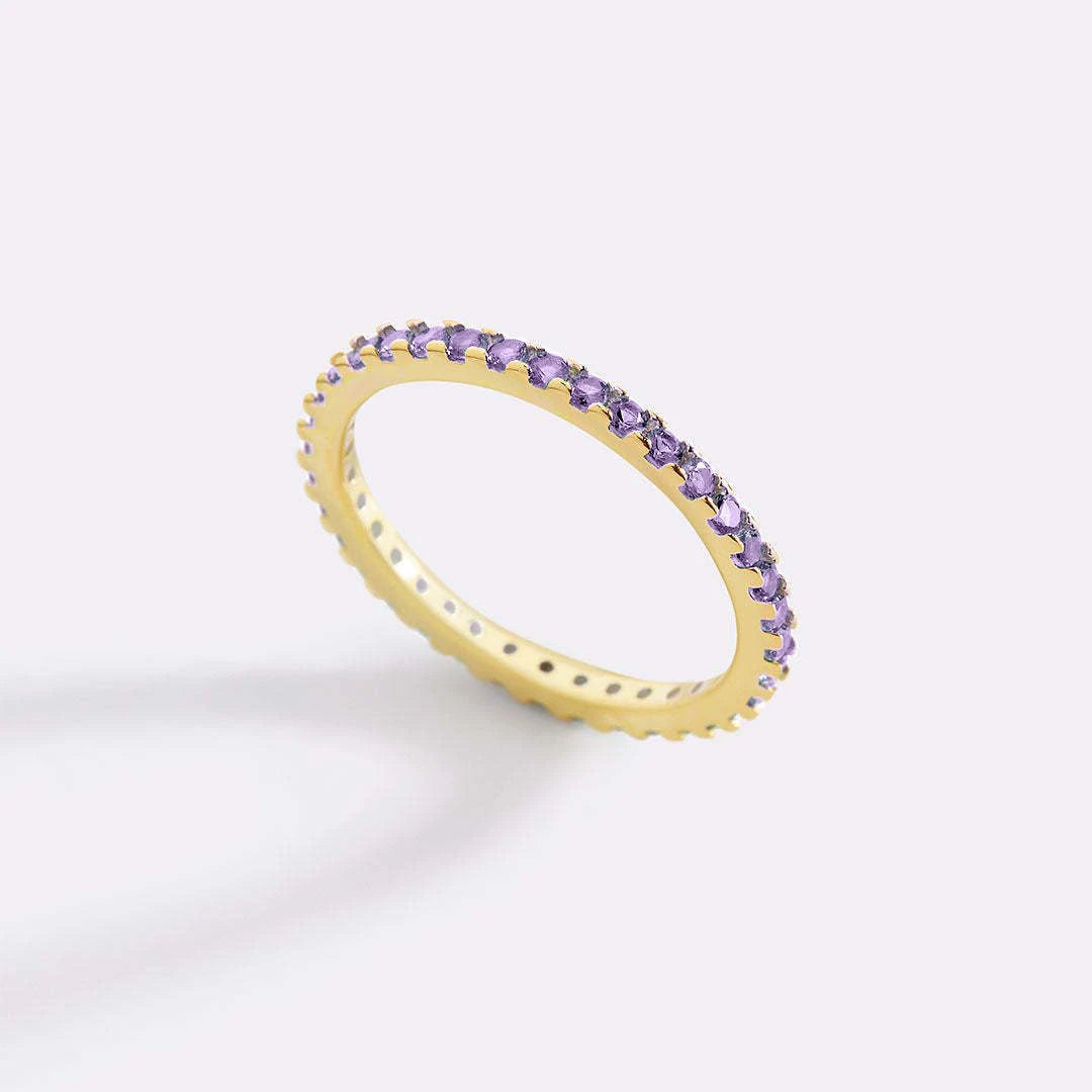 Alloy Eternity Ring Birthstone Gemstone Jewelry Minimalist Stackable Ring Holiday Gift For Her