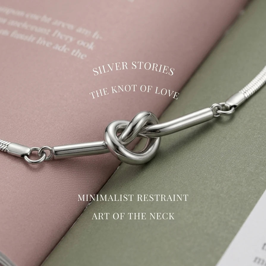 Dainty Silver Knotted Snake Chain Necklace for Women Adjustable Pull Ball Design Waterproof Minimalist  Jewelry  Gift